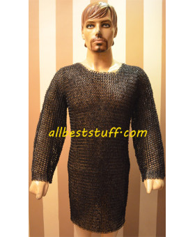 Large Round Riveted Chain Maille Hauberk Chest 44 Long